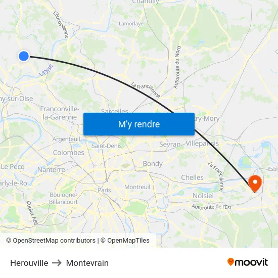 Herouville to Montevrain map