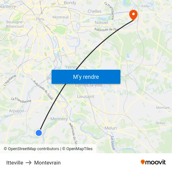 Itteville to Montevrain map