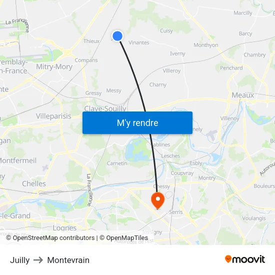 Juilly to Montevrain map