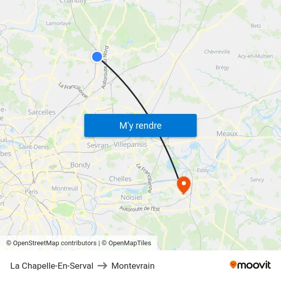La Chapelle-En-Serval to Montevrain map