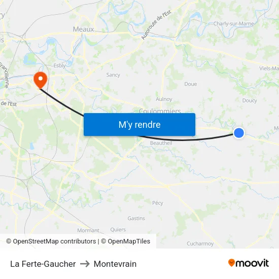 La Ferte-Gaucher to Montevrain map