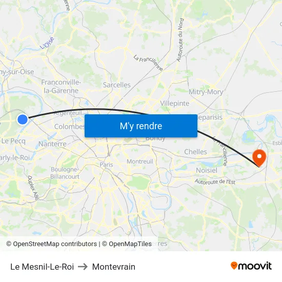 Le Mesnil-Le-Roi to Montevrain map