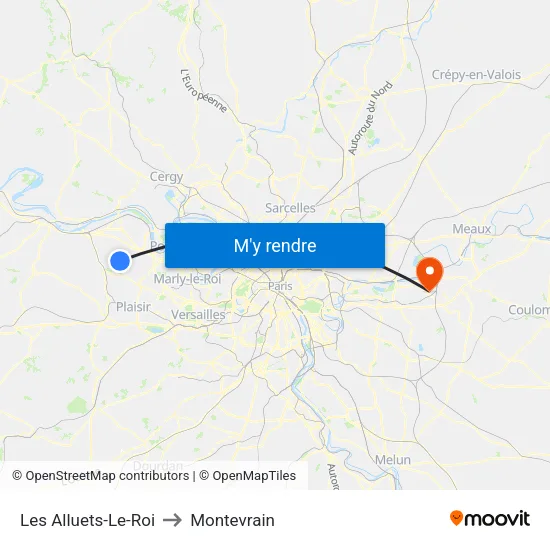 Les Alluets-Le-Roi to Montevrain map