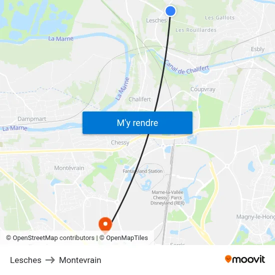 Lesches to Montevrain map
