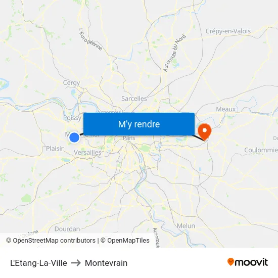 L'Etang-La-Ville to Montevrain map