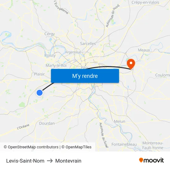 Levis-Saint-Nom to Montevrain map