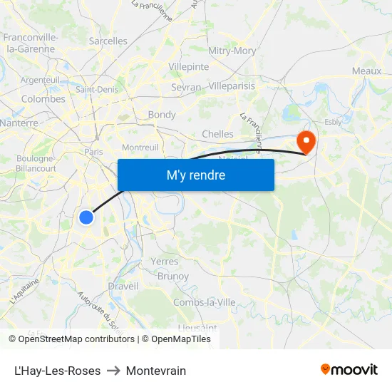 L'Hay-Les-Roses to Montevrain map