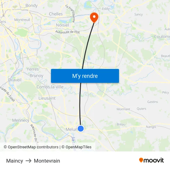 Maincy to Montevrain map