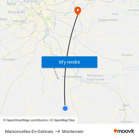 Maisoncelles-En-Gatinais to Montevrain map