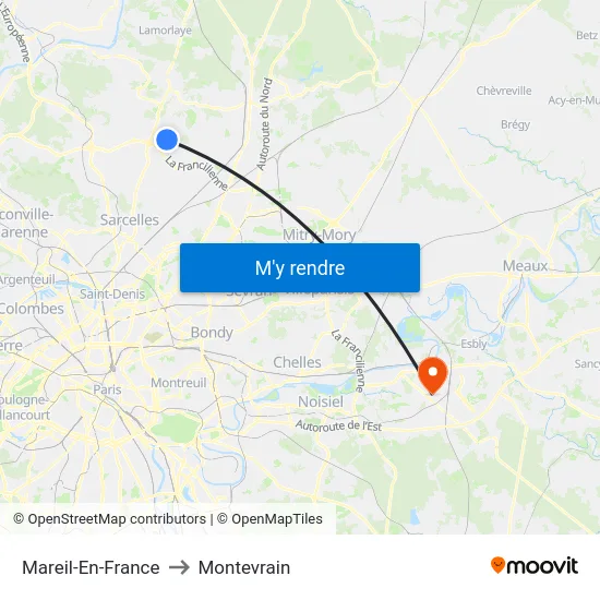 Mareil-En-France to Montevrain map