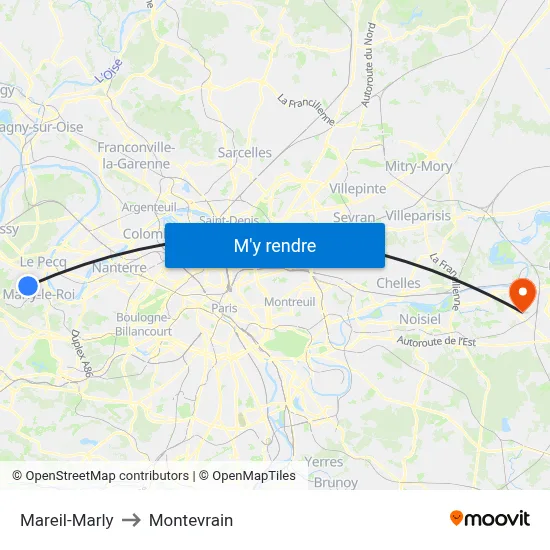 Mareil-Marly to Montevrain map
