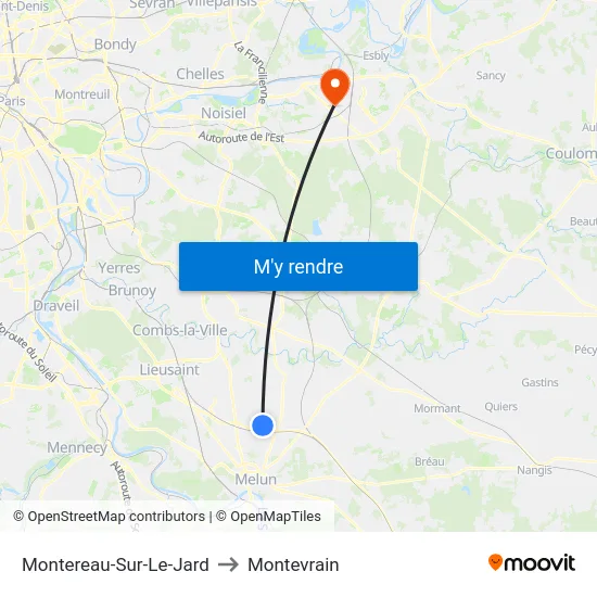 Montereau-Sur-Le-Jard to Montevrain map