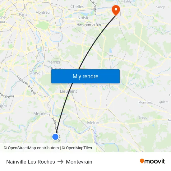Nainville-Les-Roches to Montevrain map