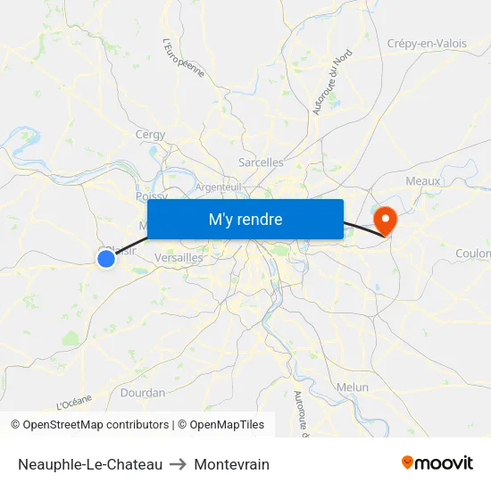 Neauphle-Le-Chateau to Montevrain map