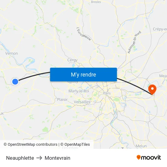 Neauphlette to Montevrain map
