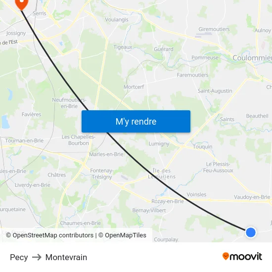 Pecy to Montevrain map