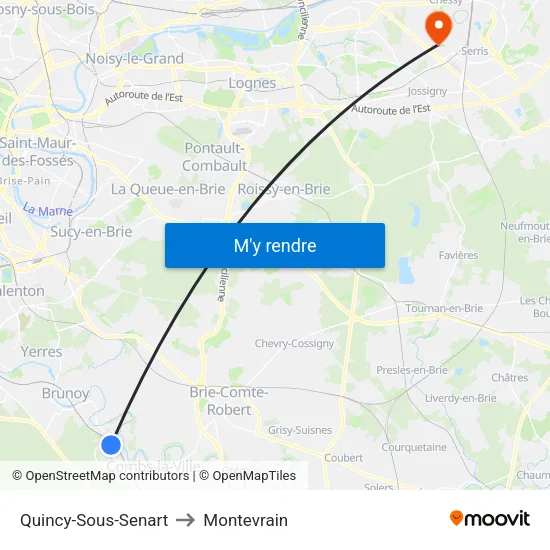 Quincy-Sous-Senart to Montevrain map
