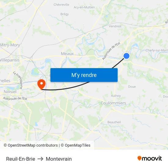 Reuil-En-Brie to Montevrain map