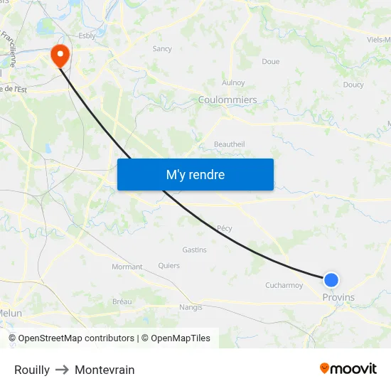 Rouilly to Montevrain map