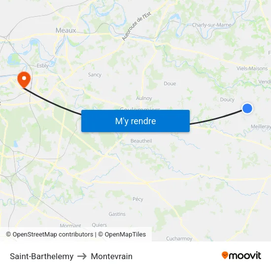 Saint-Barthelemy to Montevrain map