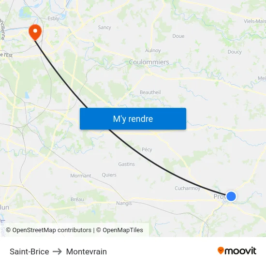 Saint-Brice to Montevrain map