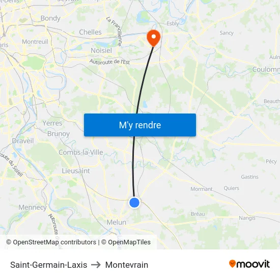 Saint-Germain-Laxis to Montevrain map