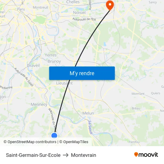 Saint-Germain-Sur-Ecole to Montevrain map
