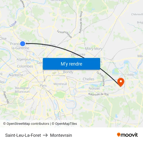 Saint-Leu-La-Foret to Montevrain map