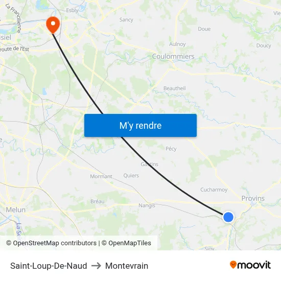 Saint-Loup-De-Naud to Montevrain map