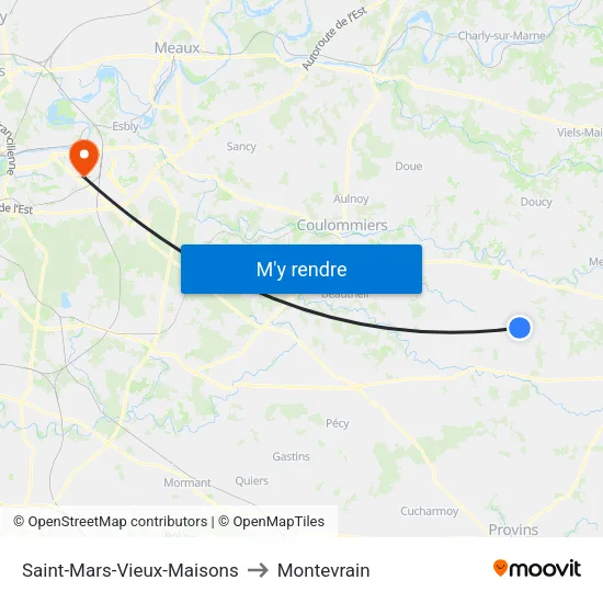Saint-Mars-Vieux-Maisons to Montevrain map