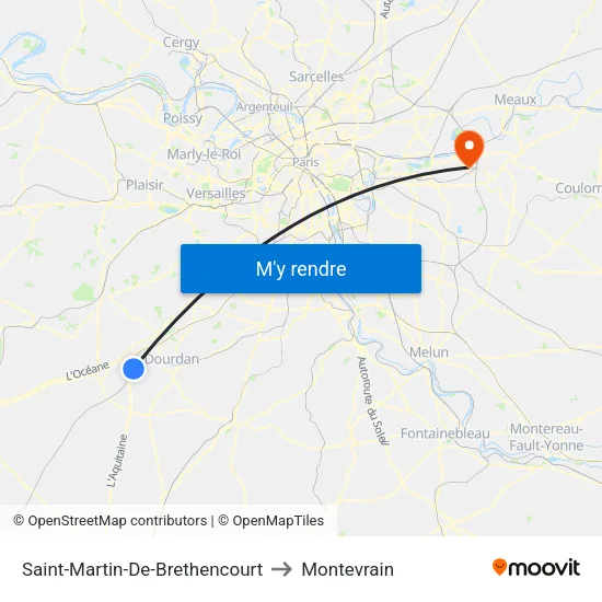 Saint-Martin-De-Brethencourt to Montevrain map
