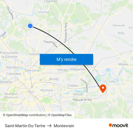 Saint-Martin-Du-Tertre to Montevrain map
