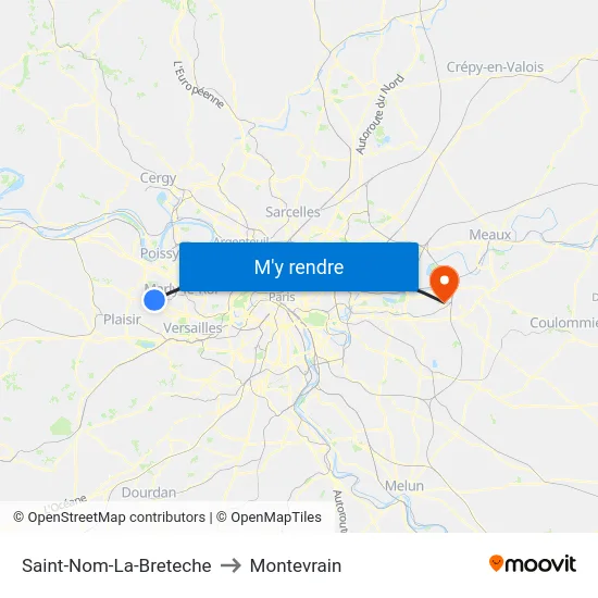 Saint-Nom-La-Breteche to Montevrain map