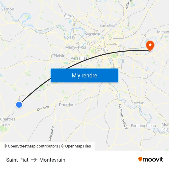 Saint-Piat to Montevrain map