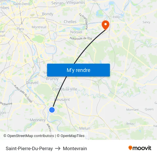 Saint-Pierre-Du-Perray to Montevrain map