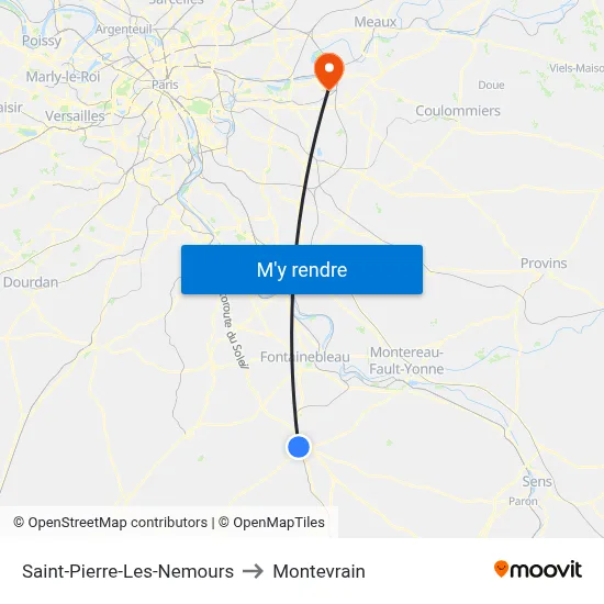 Saint-Pierre-Les-Nemours to Montevrain map