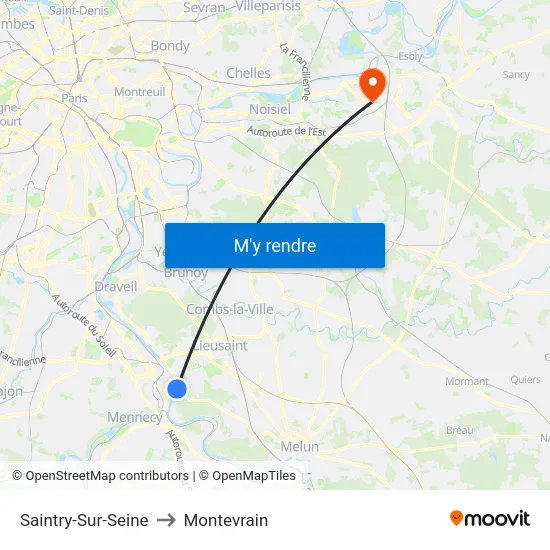 Saintry-Sur-Seine to Montevrain map