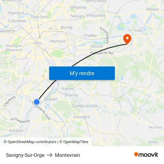 Savigny-Sur-Orge to Montevrain map