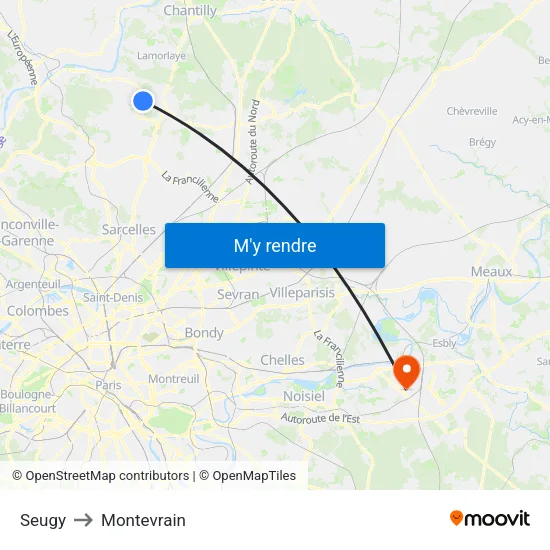 Seugy to Montevrain map