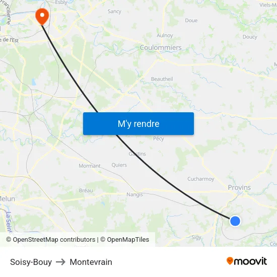 Soisy-Bouy to Montevrain map