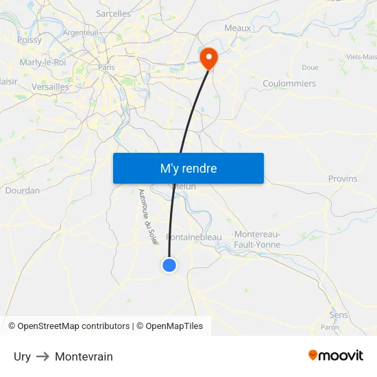 Ury to Montevrain map