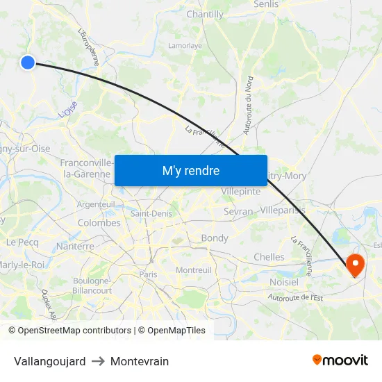 Vallangoujard to Montevrain map