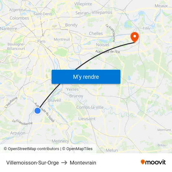 Villemoisson-Sur-Orge to Montevrain map