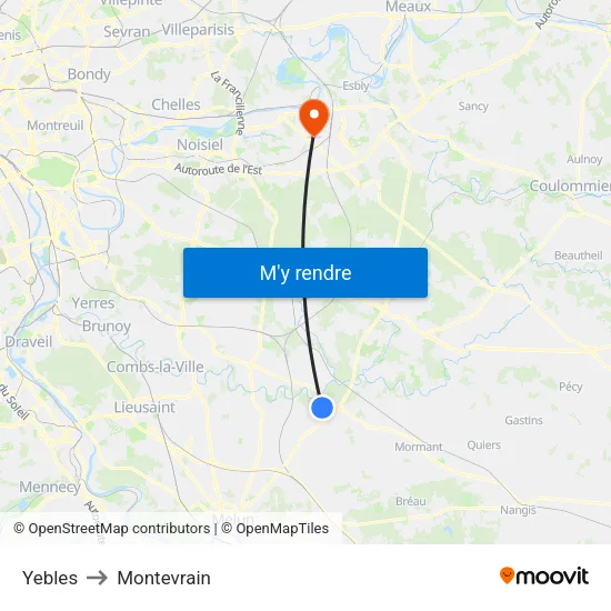 Yebles to Montevrain map