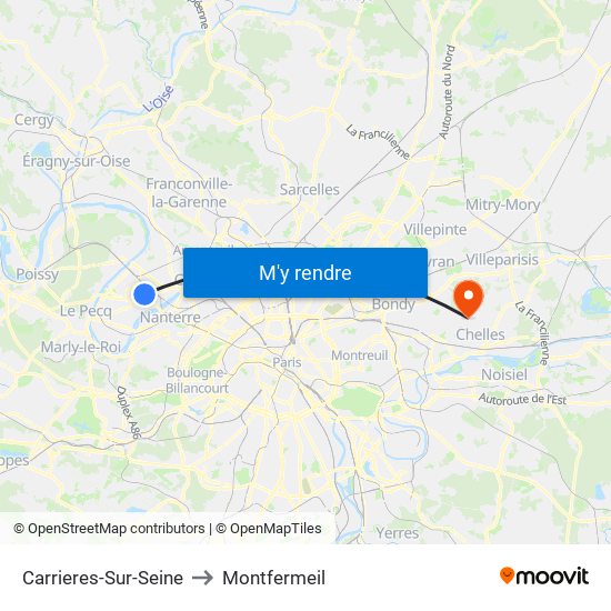 Carrieres-Sur-Seine to Montfermeil map