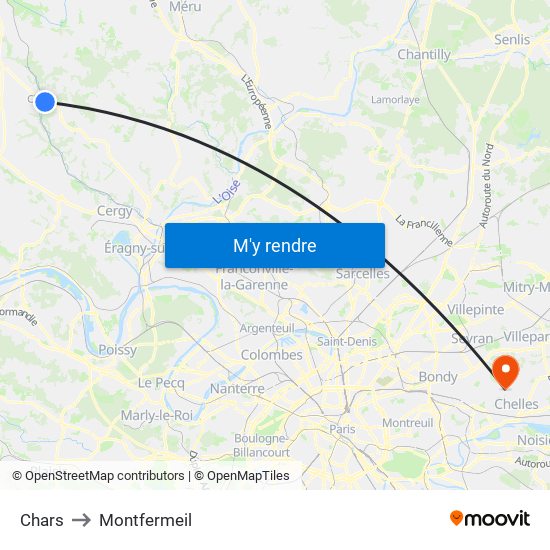 Chars to Montfermeil map