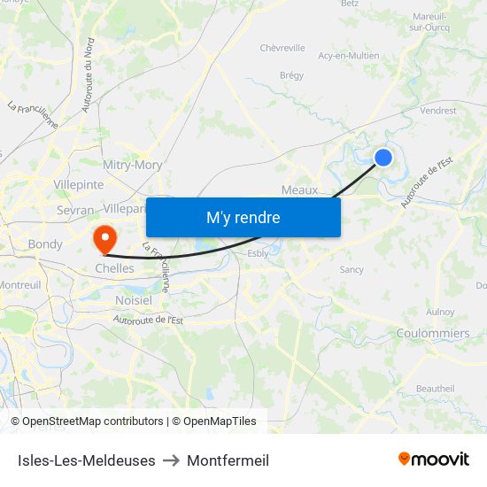 Isles-Les-Meldeuses to Montfermeil map