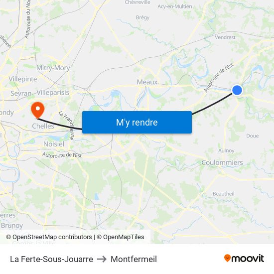 La Ferte-Sous-Jouarre to Montfermeil map