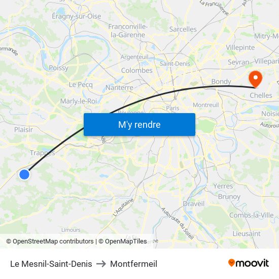 Le Mesnil-Saint-Denis to Montfermeil map