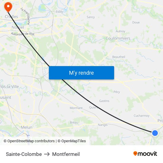 Sainte-Colombe to Montfermeil map